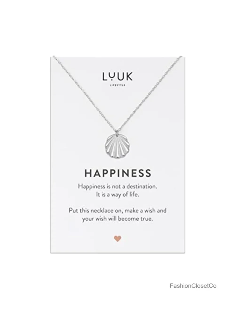 Stainless Steel Shell Pendant Necklace with Happiness Card